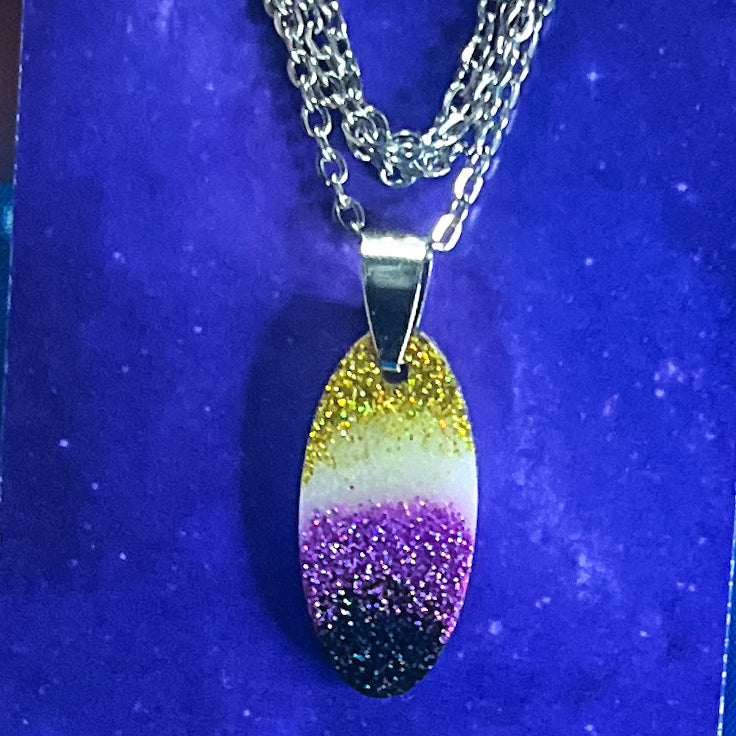 Non Binary Pride Necklace - Oval
