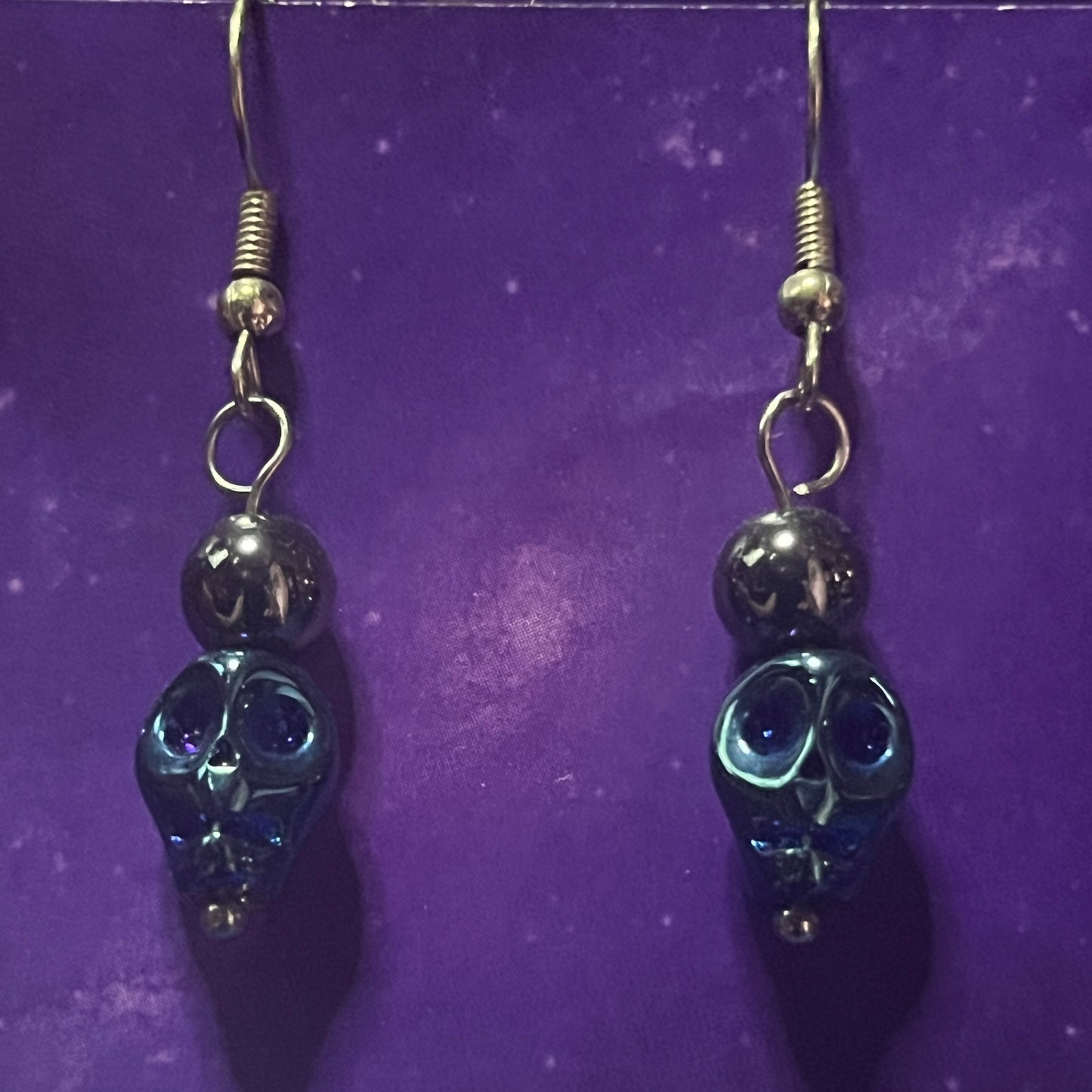 Hematite Skull Earrings - VARIOUS COLOURS