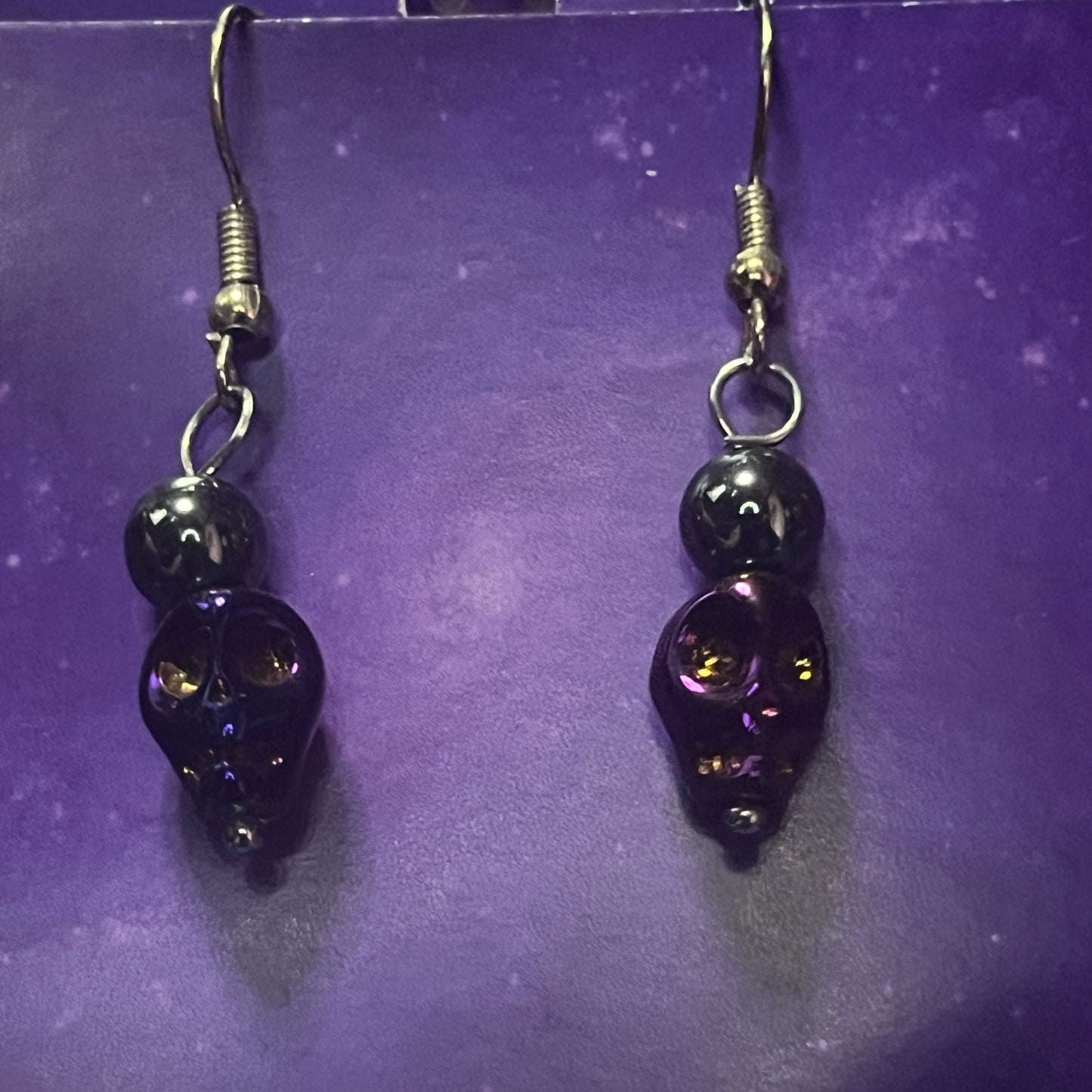 Hematite Skull Earrings - VARIOUS COLOURS