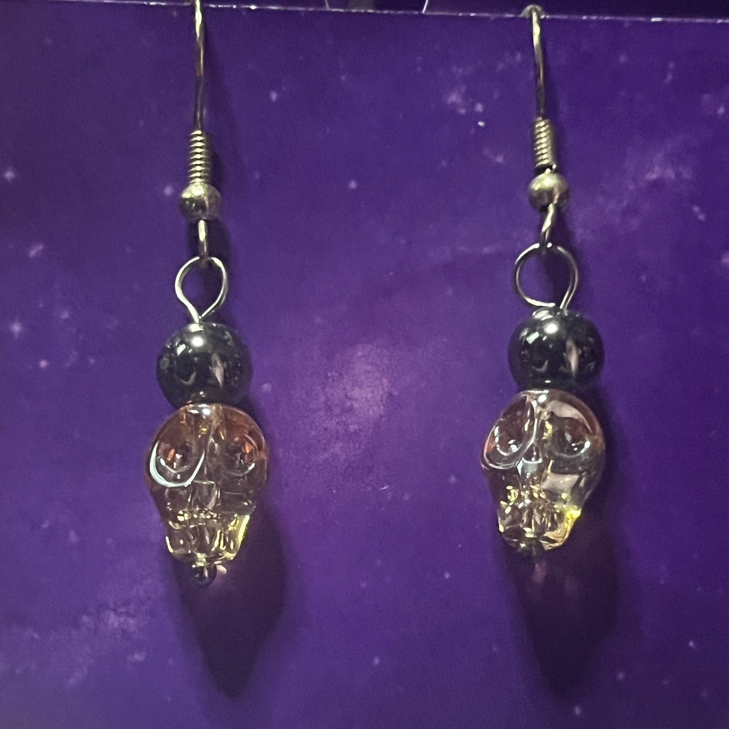 Hematite Skull Earrings - VARIOUS COLOURS