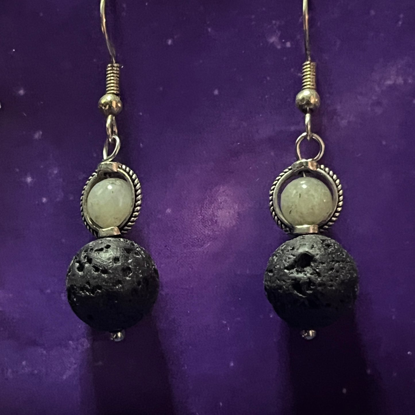 Elegant Crystal & Lava Stone Earrings