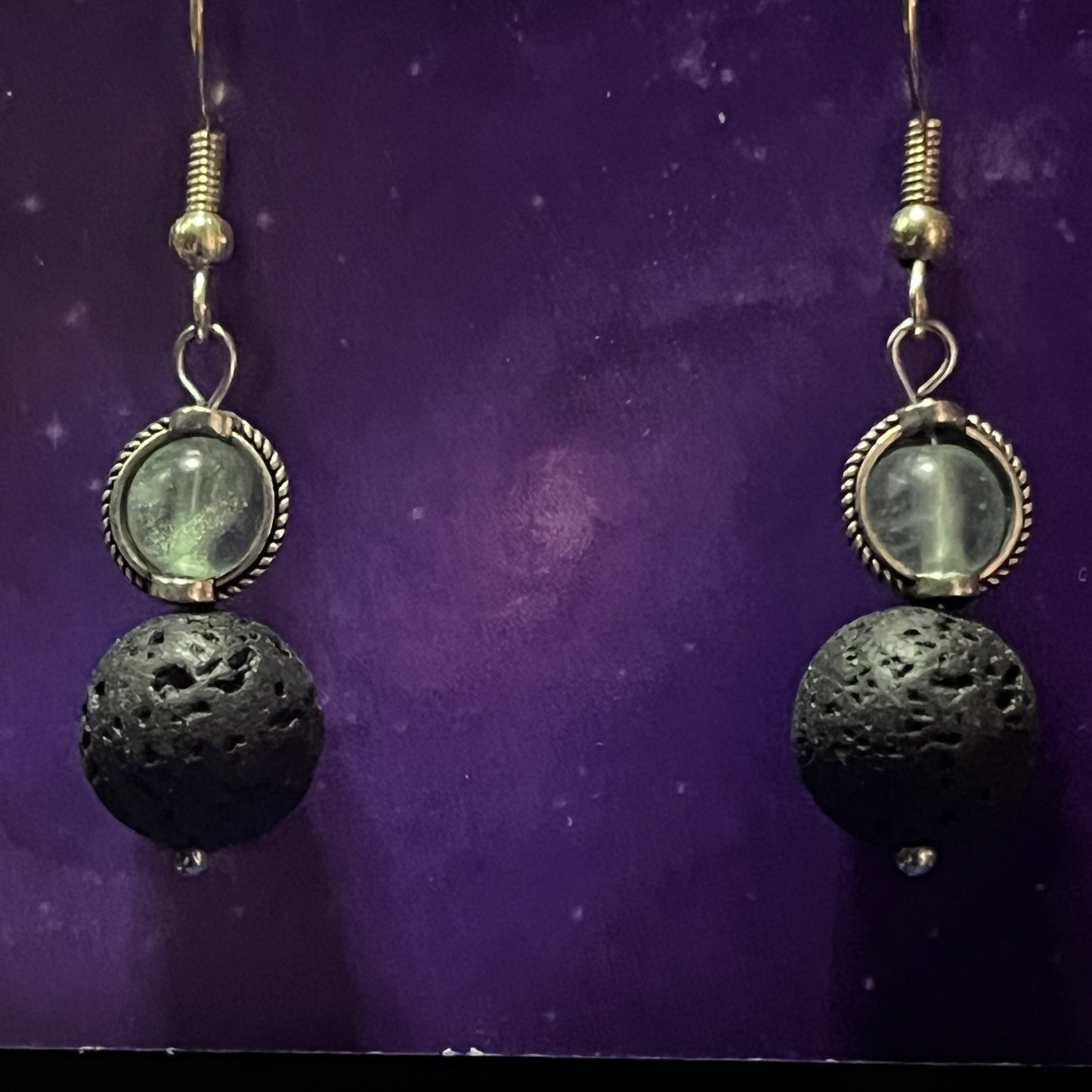 Elegant Crystal & Lava Stone Earrings