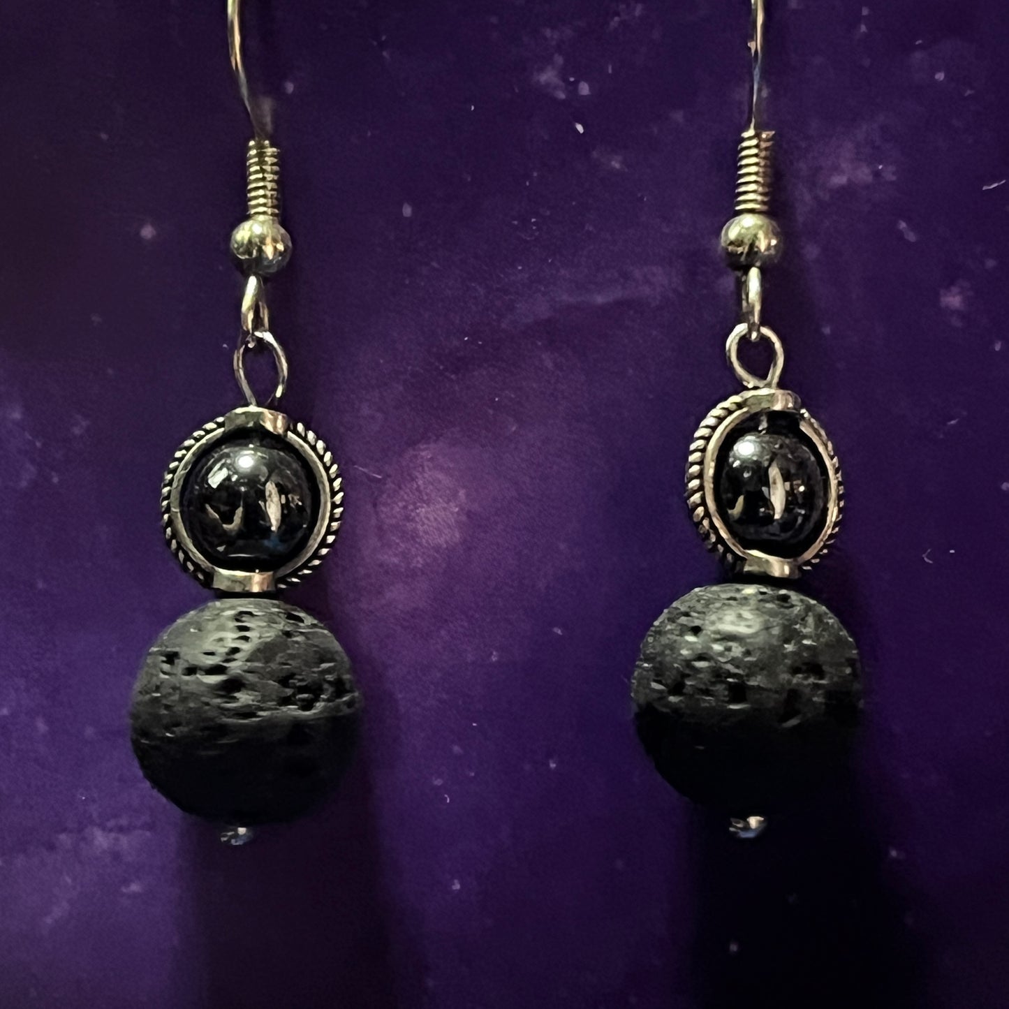 Elegant Crystal & Lava Stone Earrings