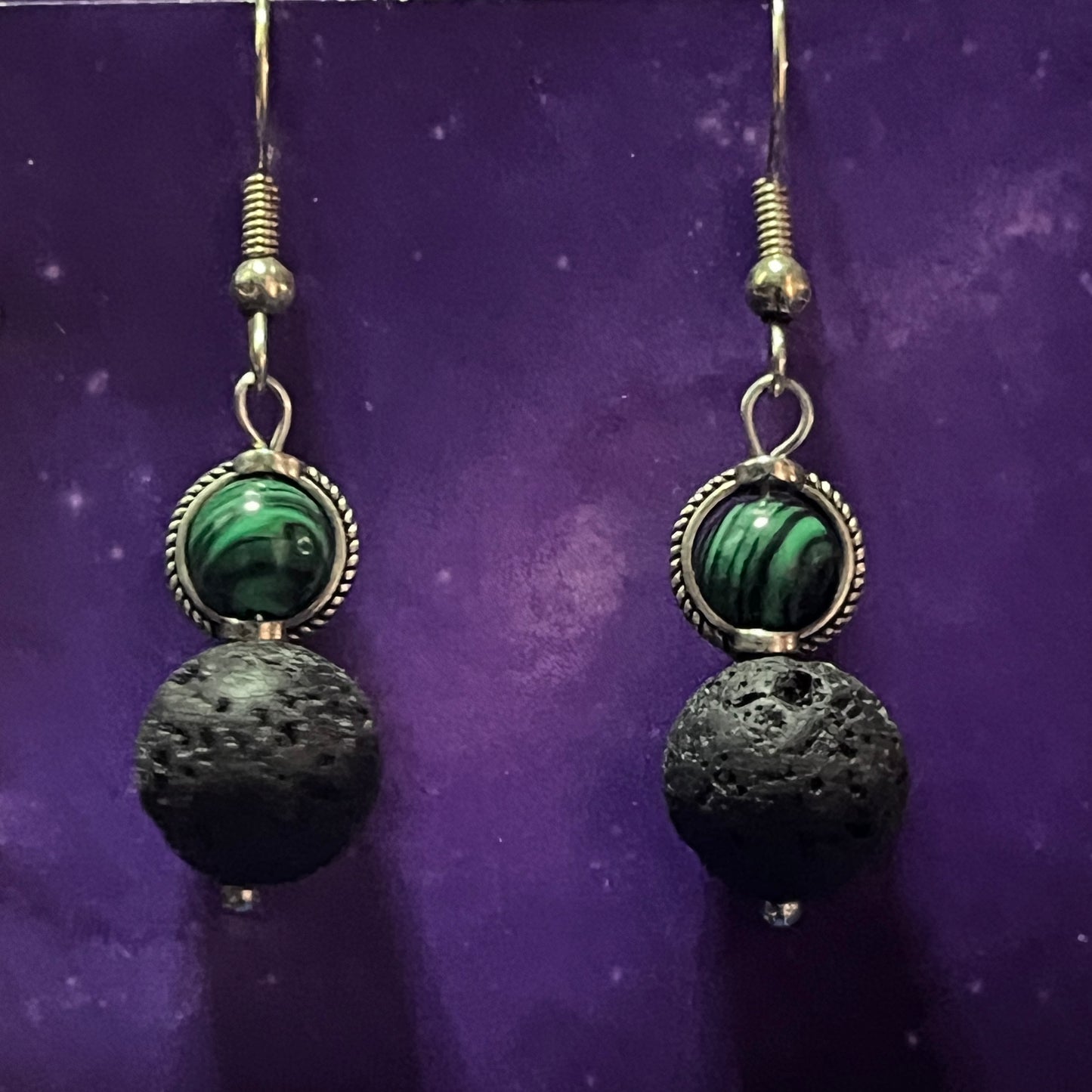 Elegant Crystal & Lava Stone Earrings
