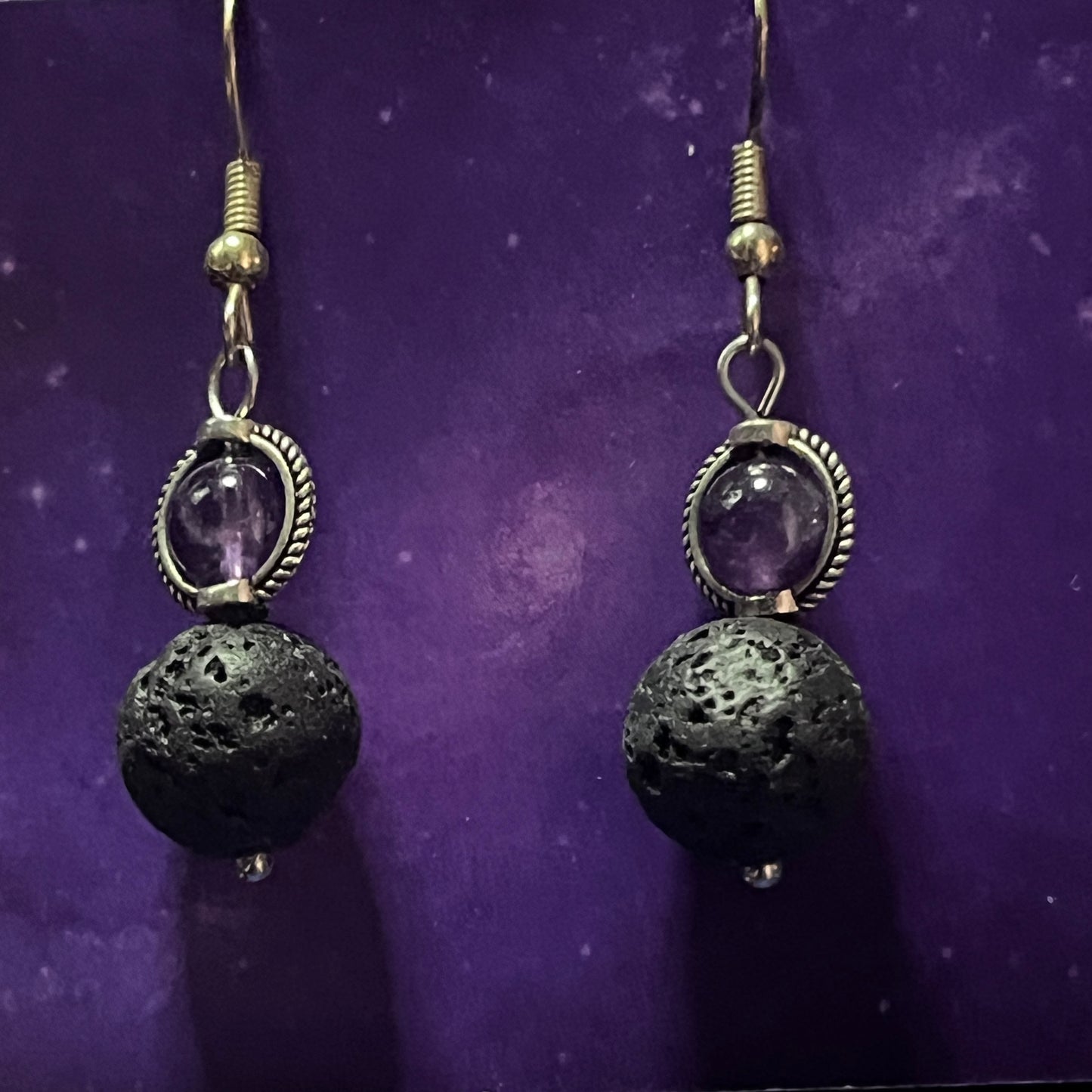 Elegant Crystal & Lava Stone Earrings