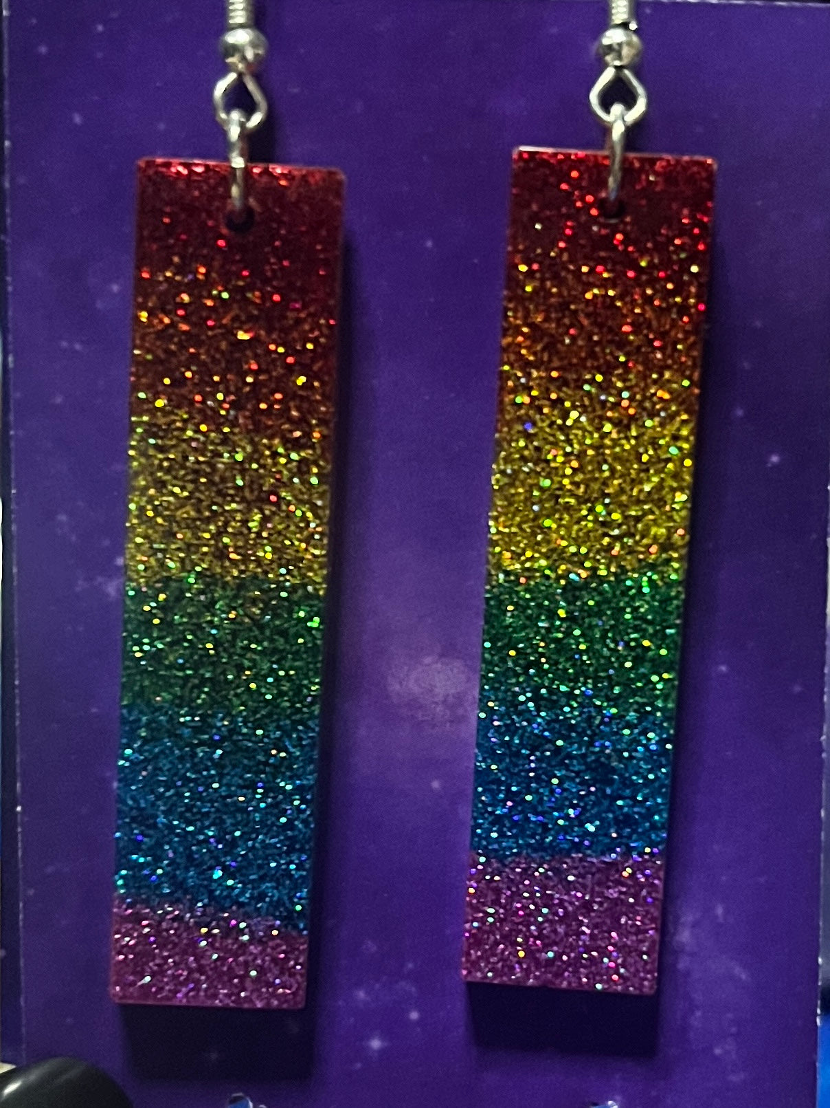 Rainbow Pride Earrings - Lg Rectangle