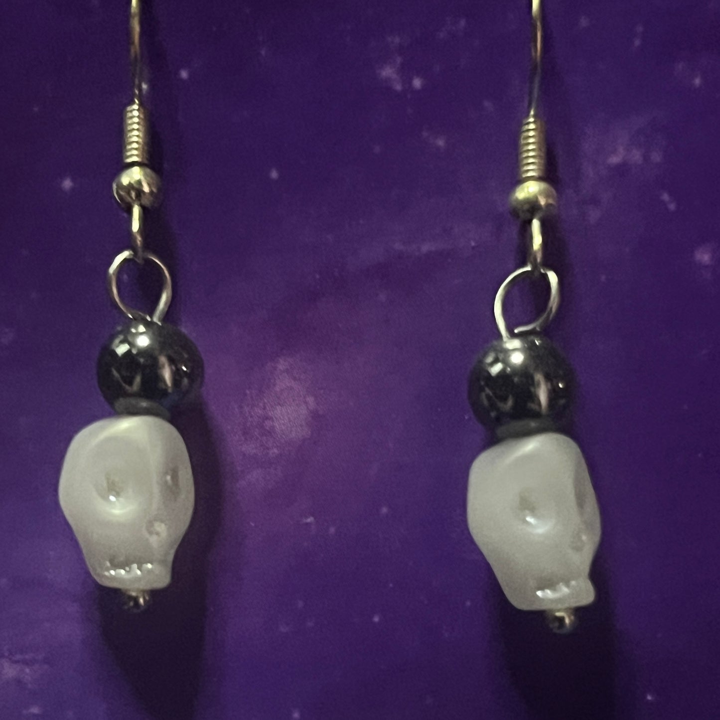Hematite Skull Earrings - VARIOUS COLOURS