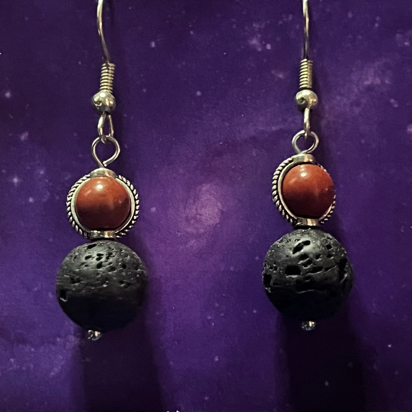 Elegant Crystal & Lava Stone Earrings