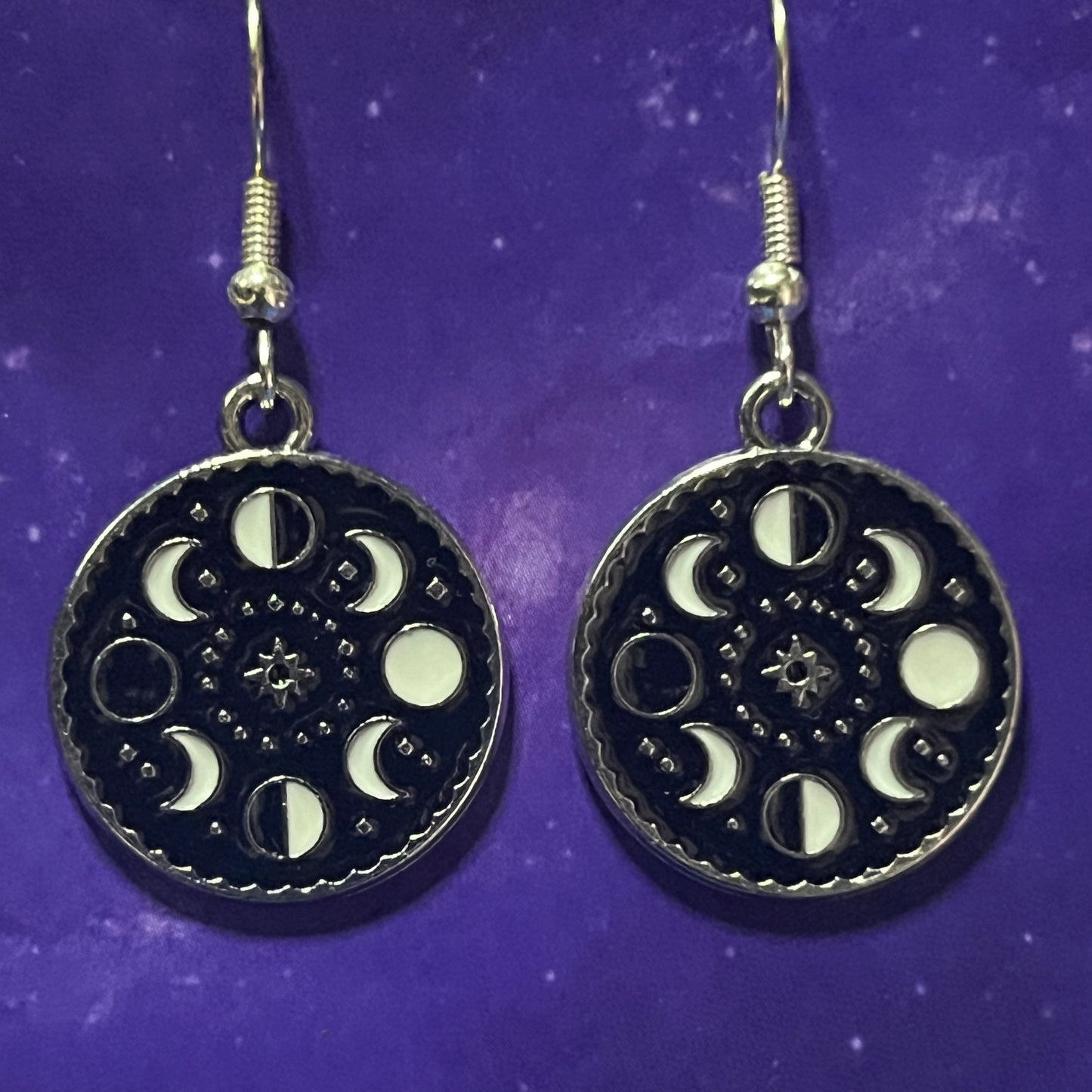 Black & White Moon Phase Earrings
