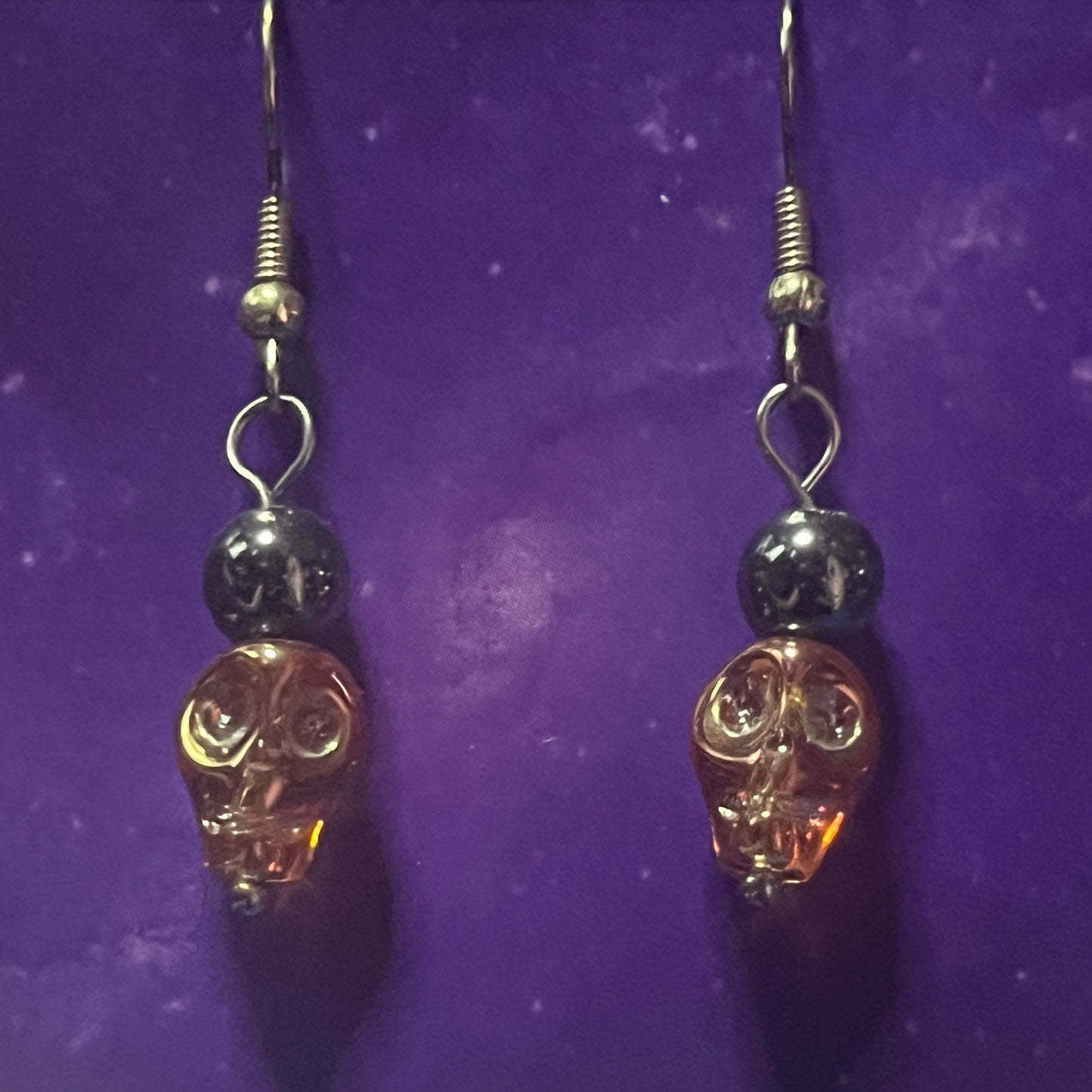Hematite Skull Earrings - VARIOUS COLOURS