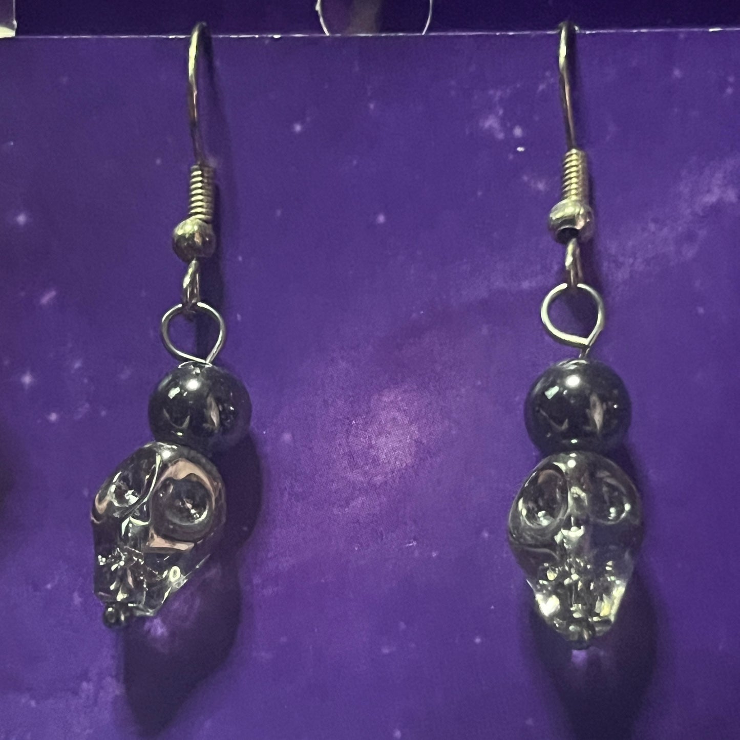 Hematite Skull Earrings - VARIOUS COLOURS