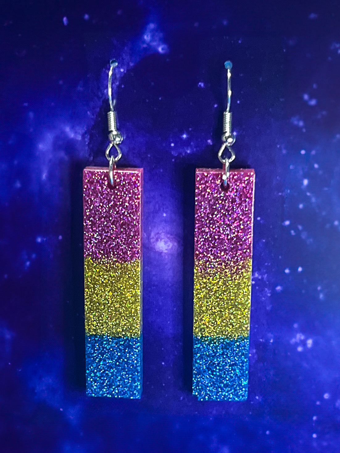 Pansexual Pride Earrings - Lg Rectangle