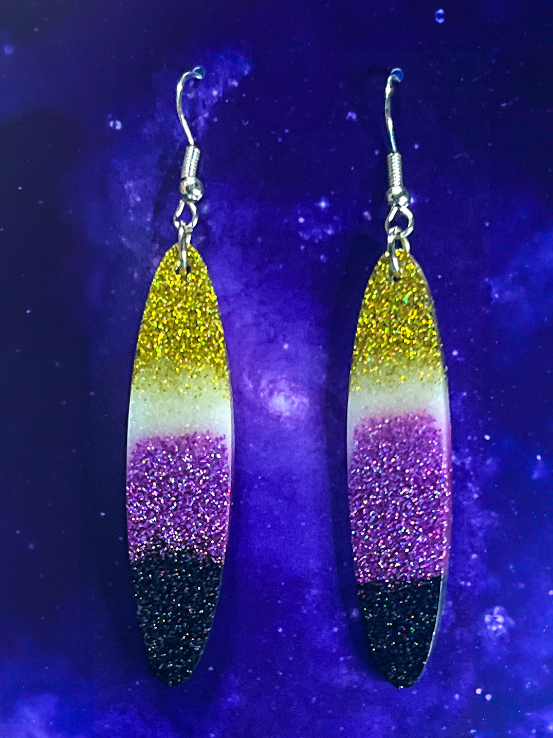 Non Binary Pride Earrings- Lg Oval