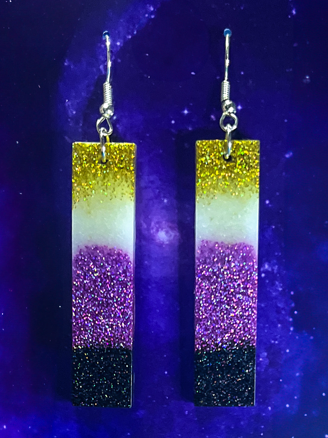 Non Binary Pride Earrings - Lg Rectangle