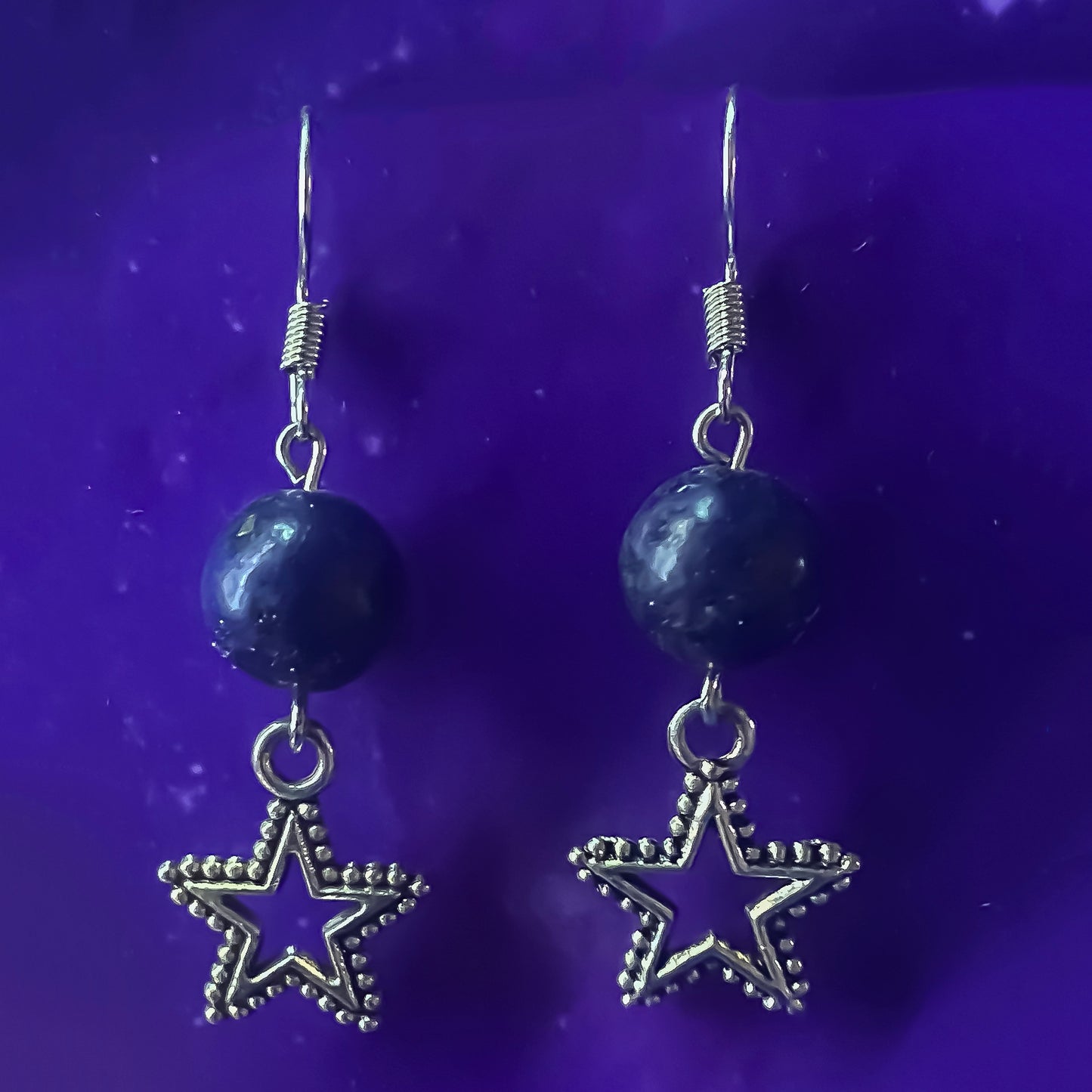 Lapis Lazuli Earrings with Star Charms