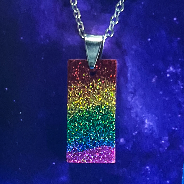 Rainbow Pride Necklace - Rectangle