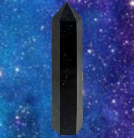Black Tourmaline - Polished Faceted Obelisk (3"- 4"H.)