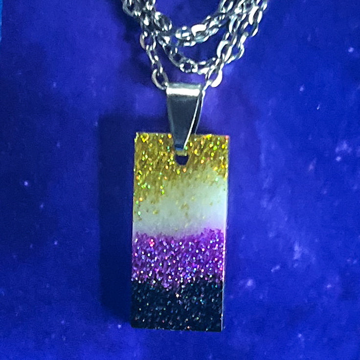 Non Binary Pride Necklace - Rectangle