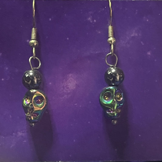 Hematite Skull Earrings - VARIOUS COLOURS