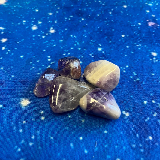 Chevron Amethyst Tumbled Stone