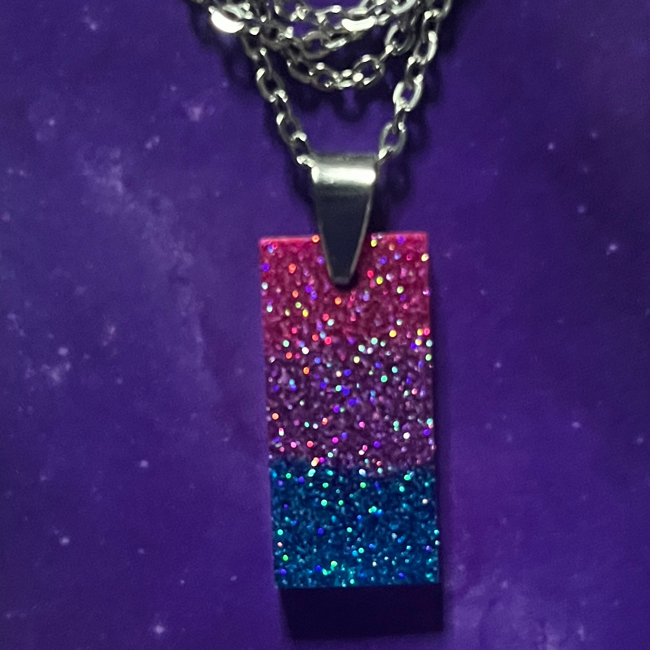 Bisexual Pride Necklace - Rectangle