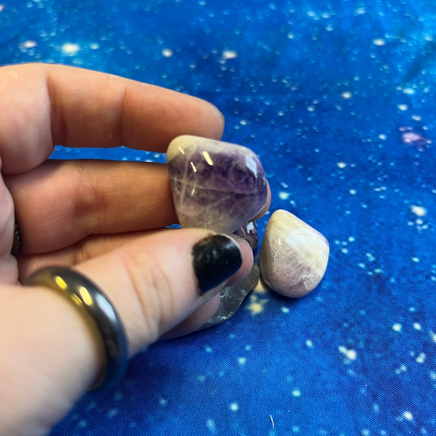 Chevron Amethyst Tumbled Stone
