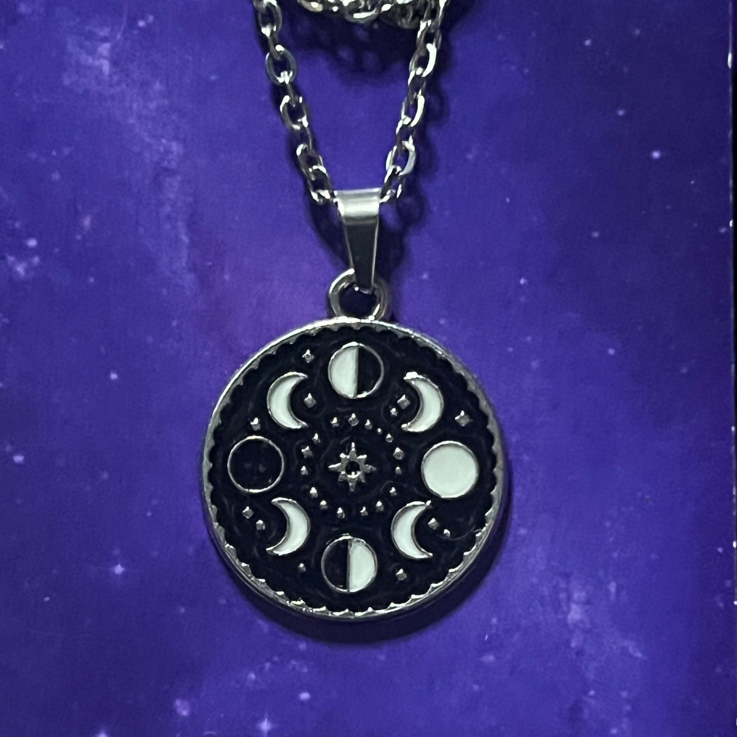 Black & White Moon Phase Necklace