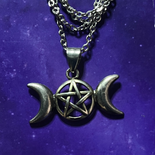 Pentacle Triple Moon Necklace