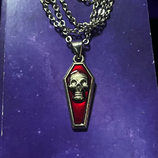 Red Coffin Skull Necklace
