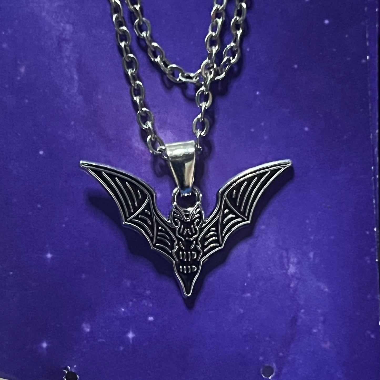 Small Striped Bat Necklace