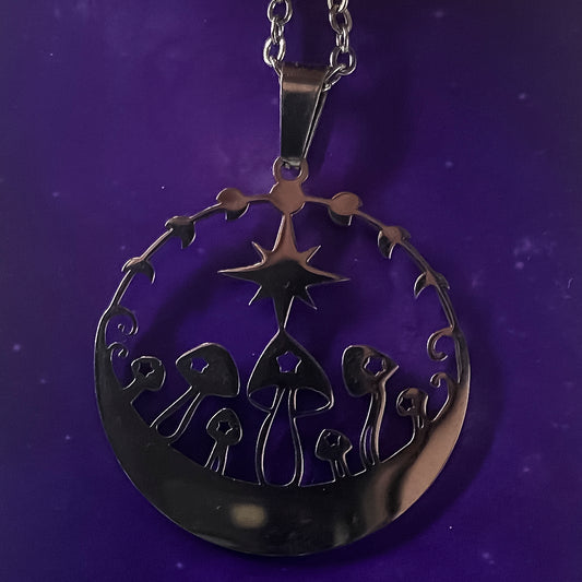 Mushroom & Moon Phase Necklace