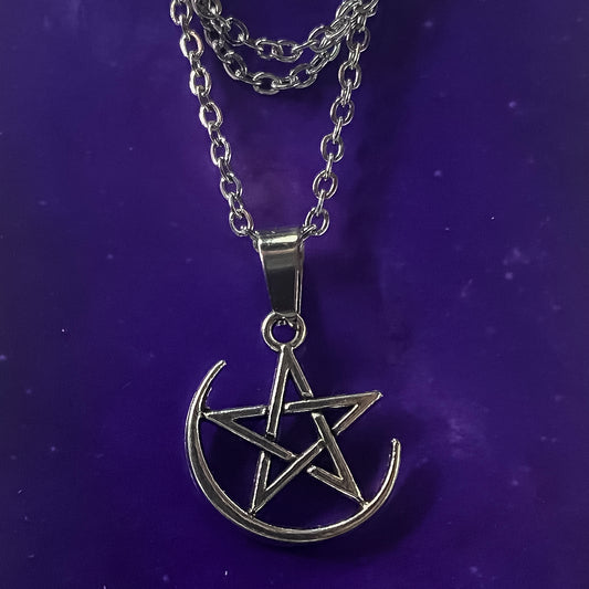 Half Moon Pentagram Necklace