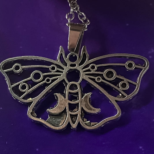 Hollow Moon Moth Necklace