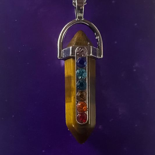 Tigers Eye Chakra Pendulum Necklace
