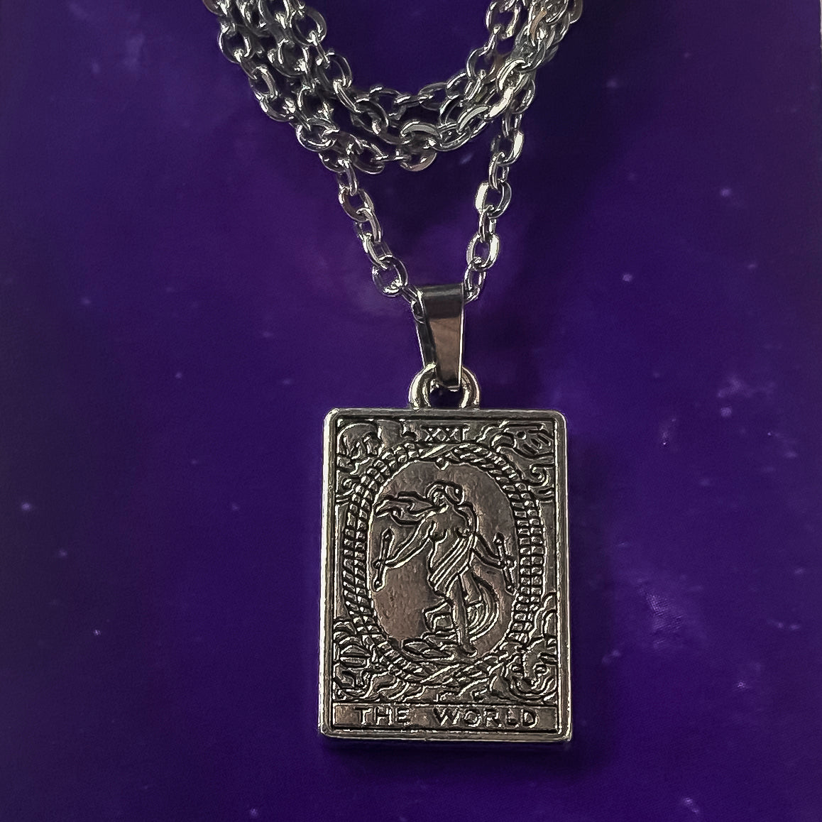 The World Tarot Card Necklace
