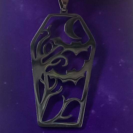 Hollow Coffin Bat Necklace