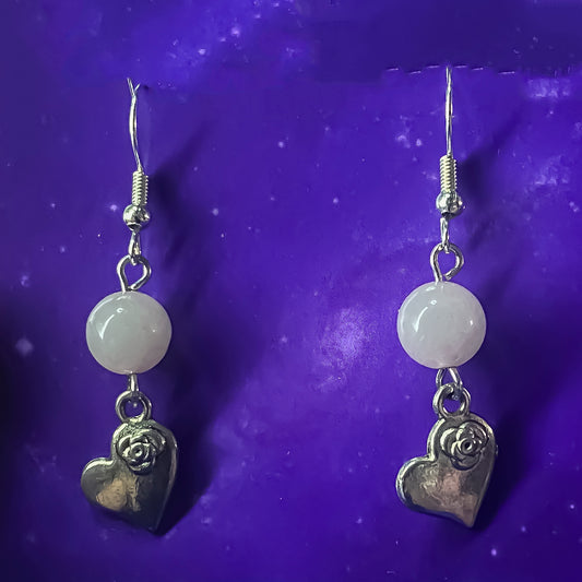 Rose Quartz with Heart Charms