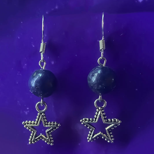 Lapis Lazuli Earrings with Star Charms